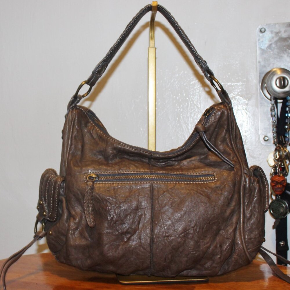 $262 Junior Drake Taupe THE Softest Leather Hobo Shoulder Bag Purse